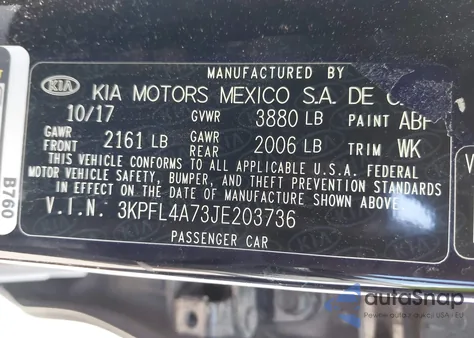 2018 Kia Forte Lx/S from USA, damaged, VIN 3KPFL4A73JE203736